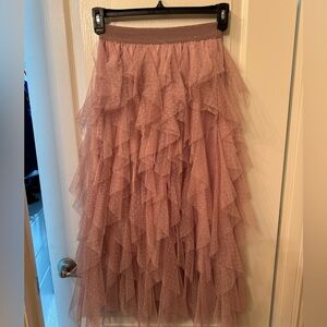 Anthropologie Asymmetrical Pink Tulle Skirt